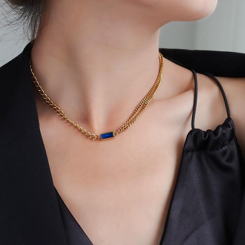 Elegant Multi-Color Zircon Necklace, Bracelet, and Earring Set: Double-Layered Luxury Women's Jewelry