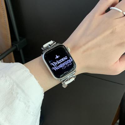 For Apple Watch Series 10 42mm/9 8 7 41mm/SE (2023) SE (2022) SE 6 5 4 40mm/3 2 1 38mm Denim Cloth Band Heart Pendant Strap