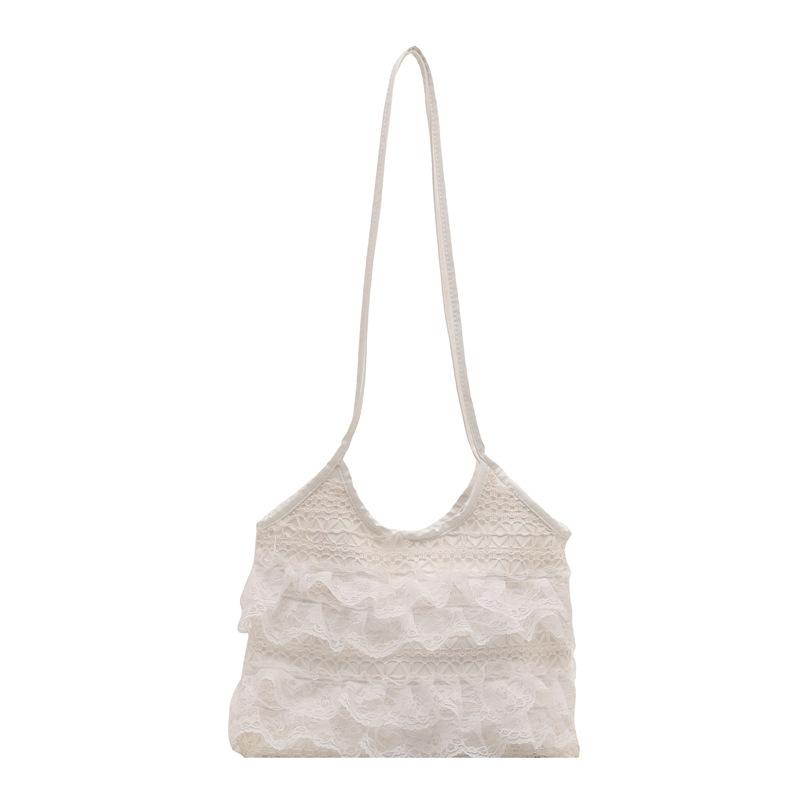 2025 Summer Leisure Vacation Fairy Lace Mesh Tote Bag Axillary Shoulder Satchel Large Capacity Women's Bag