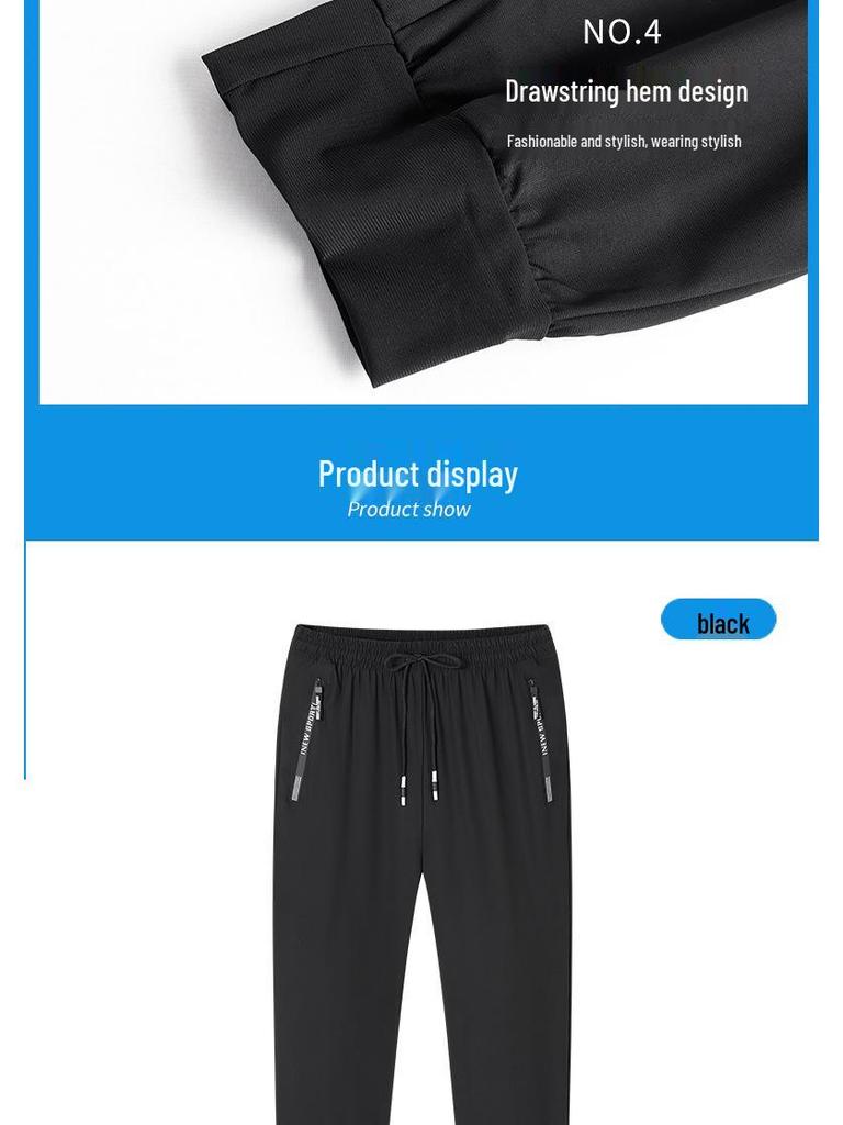 Herren Sommer Schnelltrocknende Eisseide Neun-Punkte Locker Geschnittene Hose - Trendig, Lässig, Leicht, Gerades Bein, Sportbekleidung mit Bündchen.