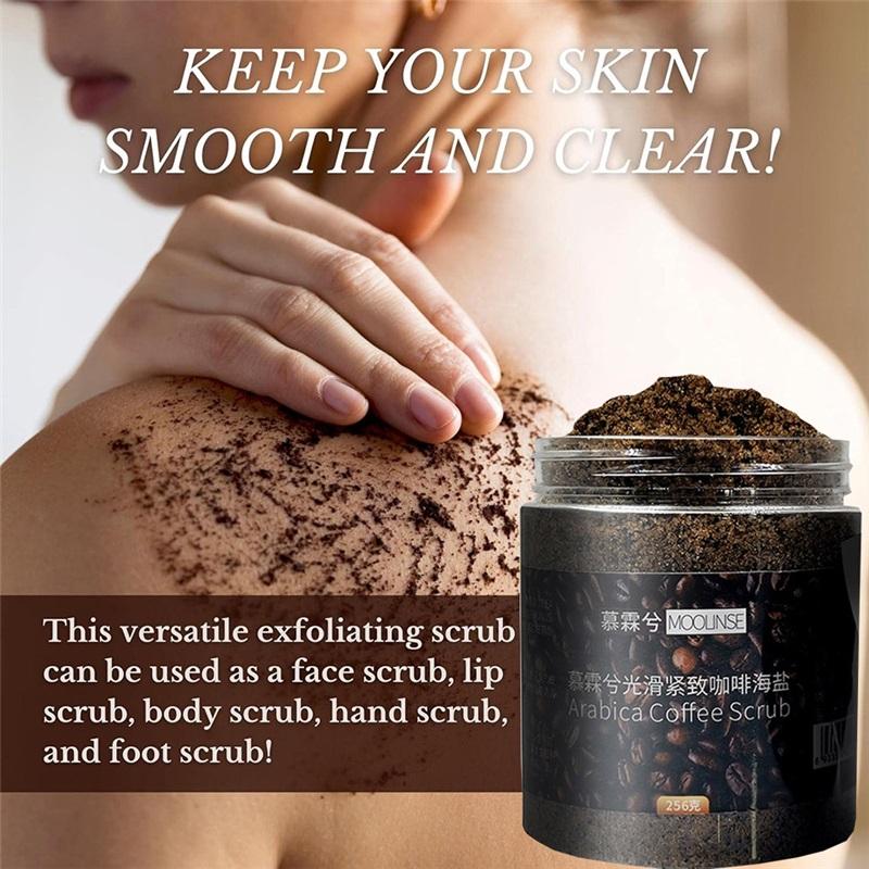 Super 256g Body Arabica Coffee Scrub Brightening Smooth Exfoliating For Anti Cellulite Moisturizing Body, Face, Hand, Foot Scrub