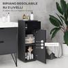 Chipboard Bathroom Cabinet with Drawer and Adjustable Two-Tier 30x30x82cm. Black and Gray