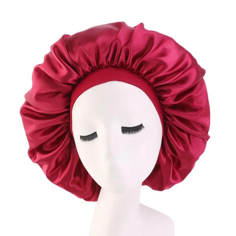 

Soft Silk Satin Lined Hair Bonnet for Women, Large Sleep Cap Hair Wrap for Long Curly Hair бордовий