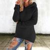 Women's Fashion Hooded Fleece Sweatshirt Solid Color Long Sleeve Warm Top