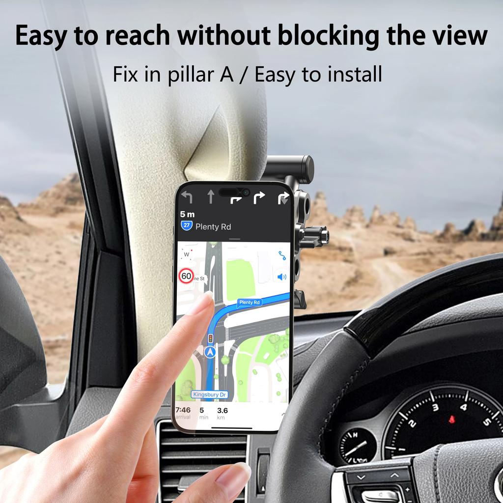 A036 Magnetic Phone Holder for Land Cruiser/Tank 300/500/Prado A-Pillar Aluminum Alloy Vehicle Phone Bracket