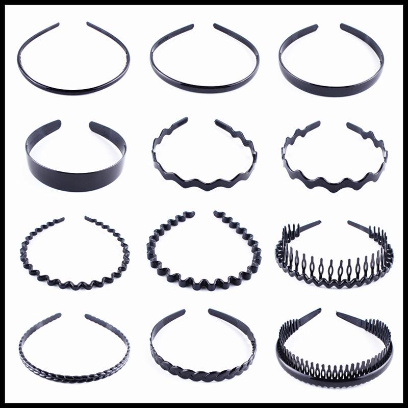 Men's & Women's Black Wave Headband: Sporty, Simple, with Teeth for Slicked Back Hair and Face Washing.