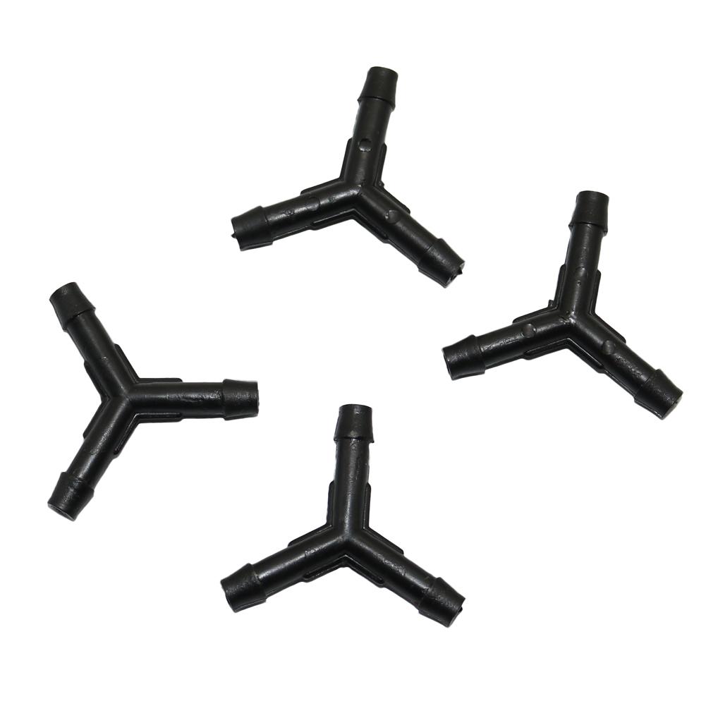 20 Stück DN16mm 4/7mm Y-förmiger T-Verbinder Gleichmäßiger Dornkupplungs-Schwarz Garten Mikro-Bewässerung 3-Wege Wasserverteiler Rohrverschraubungen