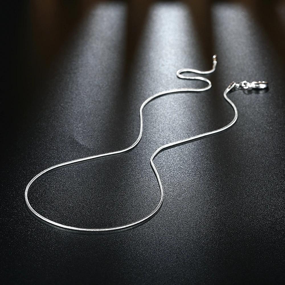 10pcs 925 Sterling Silver Fine 1MM Snake Chain Necklace for Women Man 16-30inches Fashion Party Wedding Jewelry Gifts Wholesale