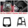 Center Console Shift Gear Panel Water Cup Holder Frame Decorative Stickers Cover Trim Accessories For BMW 5 Series G60 2024 2025