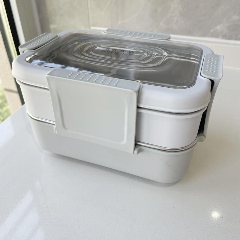 Stainless Steel Double-Layer Insulated Lunch Box, Large Capacity Compartmentalized Bento Box for Students & Office Workers
