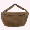 Corduroy Simple Shoulder Bag Solid Color Fashion Waist Bag Stylish Sports Bag Adjustable Wide Strap Multi-pockets Belt Bag