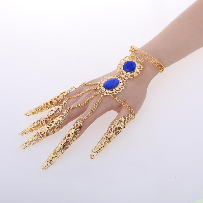 1 Stück Bauchtanz-Finger für Damen und Mädchen, indischer Thai-Finger, goldener Schmuck
