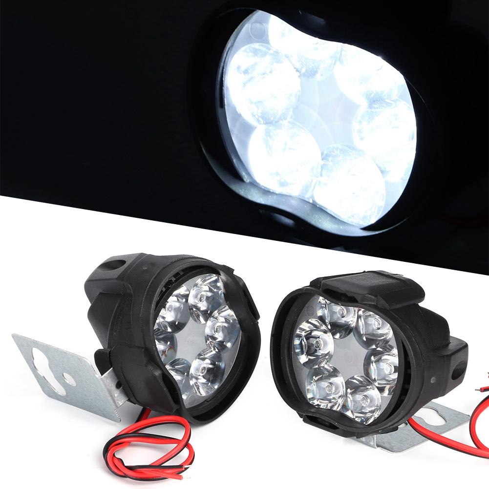 2PCS 6 LED Spot Fog Light Motorcycle Headlight Universal Waterproof Front Head Lamp 12V