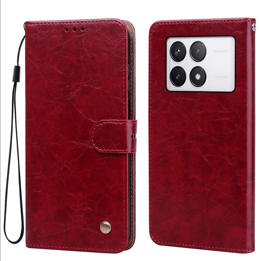 Vintage Crazy Horse Texture PU Leather Flip Wallet Phone Case for Xiaomi POCO F8 Pro Card Holder Kickstand Shockproof Protective Cover
