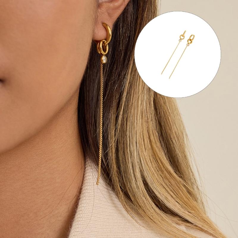 Stainless Steel Drop Earrings Featuring Zircon and Elegant Tassels Designs for Comfortable All Day Wear