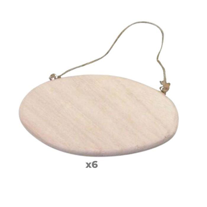 6 plaques de porte ovales avec cordelette 14,5 cm