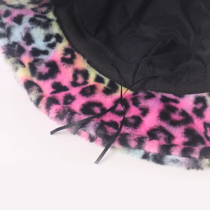 Autumn and Winter Internet Celebrity Colorful Leopard Print Bucket Hat Fashion Versatile Personality Travel Basin Hat Women's Windproof Warm Hat