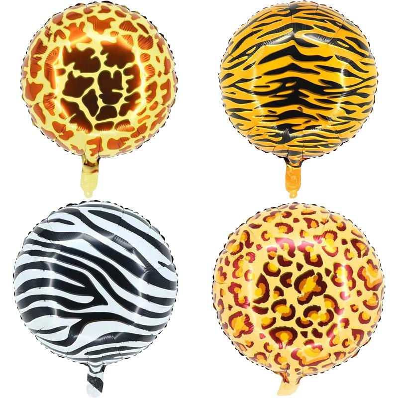 1 Pcs - 18-inch 4D Balloon - 18-inch Tropical Jungle Wildlife Balloon - Tiger, Leopard, Zebra Patterned Round Balloon Balloon