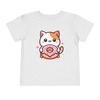 Toddler Cute Kawaii Cat Holding Pink Frosted Donut Aesthetic Kids Cat T-Shirt