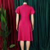 Office Ladies Dresses Short Sleeve Plus Size Xxxl Pleated Mid Calf Fashion Professional Female Dress
