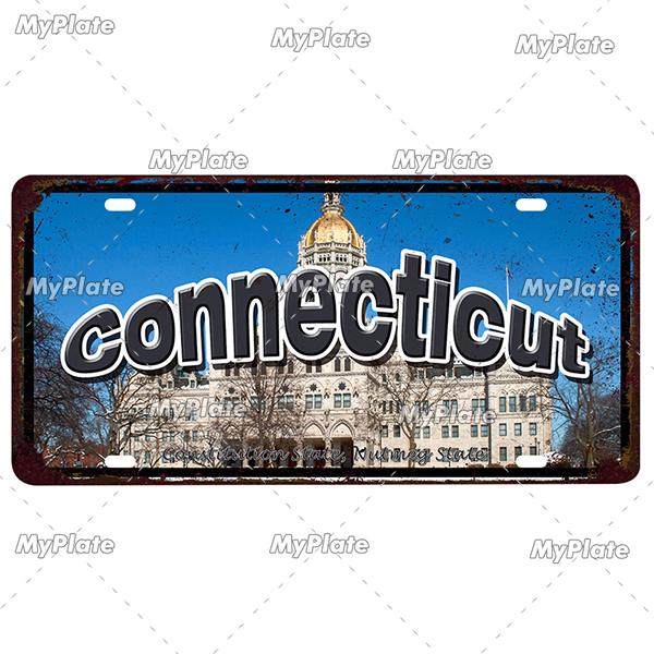 [MyPlate]Vintage America State USA City Licenses Plate Metal Sign Tin Sign Poster Plaque Decor Bar Pub Club Home Wall Decoration