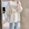 Suéter de Invierno para Mujer Oversize Cuello Redondo Engrosado Suelto Suave Casual Color Sólido Manga Larga Punto Jerséis