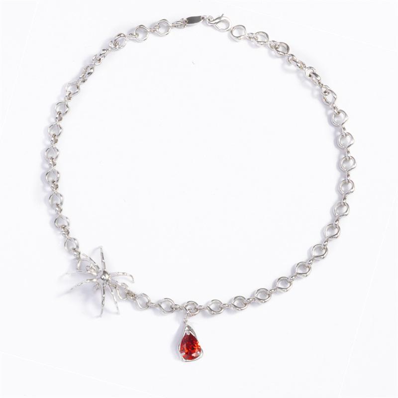 Meier Ruby blood drop pendant necklace - y2k sweet & edgy dark goth street style choker платиновый