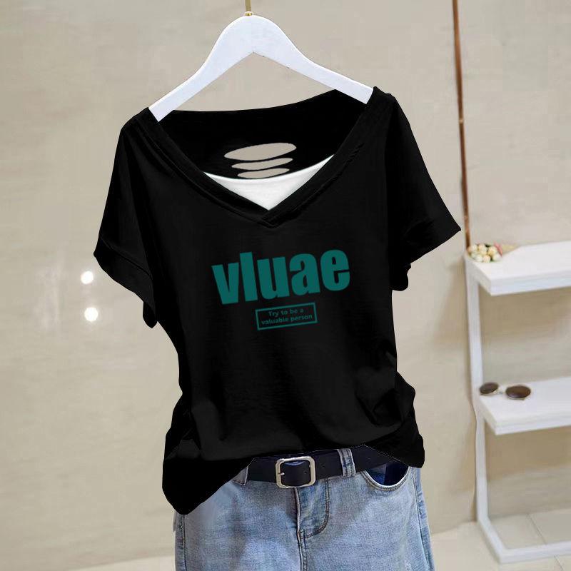 Women's 2024 Summer Pure Cotton Loose-Fit Short-Sleeve Korean T-Shirt