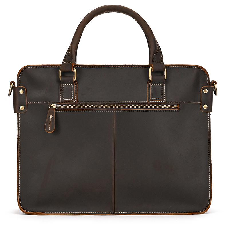 Top grade genuine leather briefcase 15 16 inch laptop business bag vintage fashion original handmade men totes handbags male