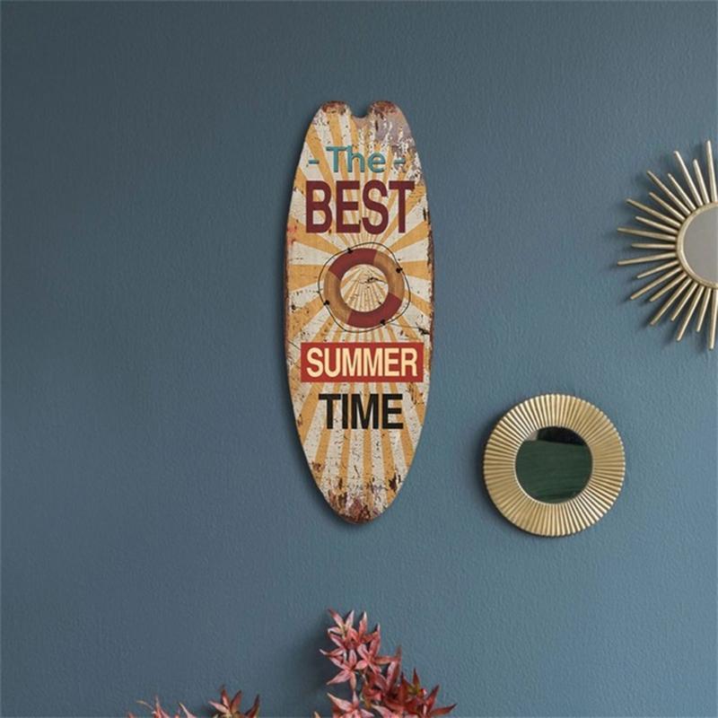 Retro Wooden Surfboard Decor Beach House Ocean Themed Wall Decor Signs Surfboard Wood Plaques Decoration Plate