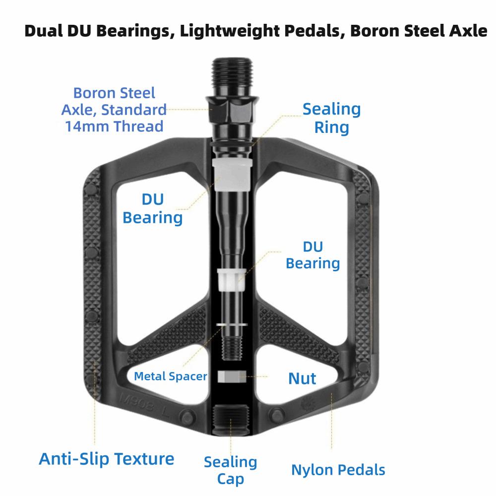 Boron Steel Spindle Bike Pedals Bike Platform Pedals  For MTB, BMX, Road Bike and Mountain Bike