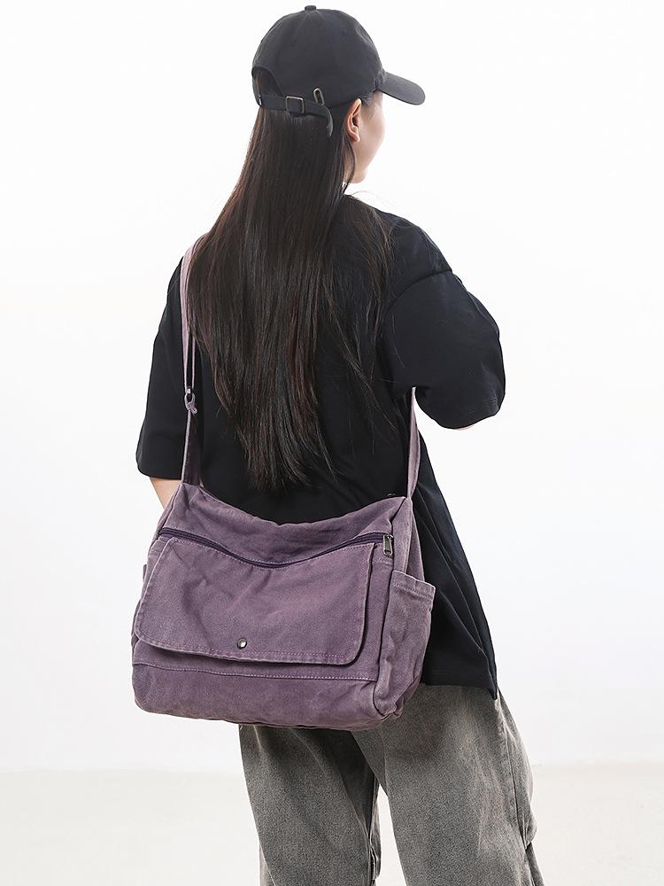 Sac bandoulière unisexe en toile 2025 - Polyvalent, grande capacité pour les étudiants