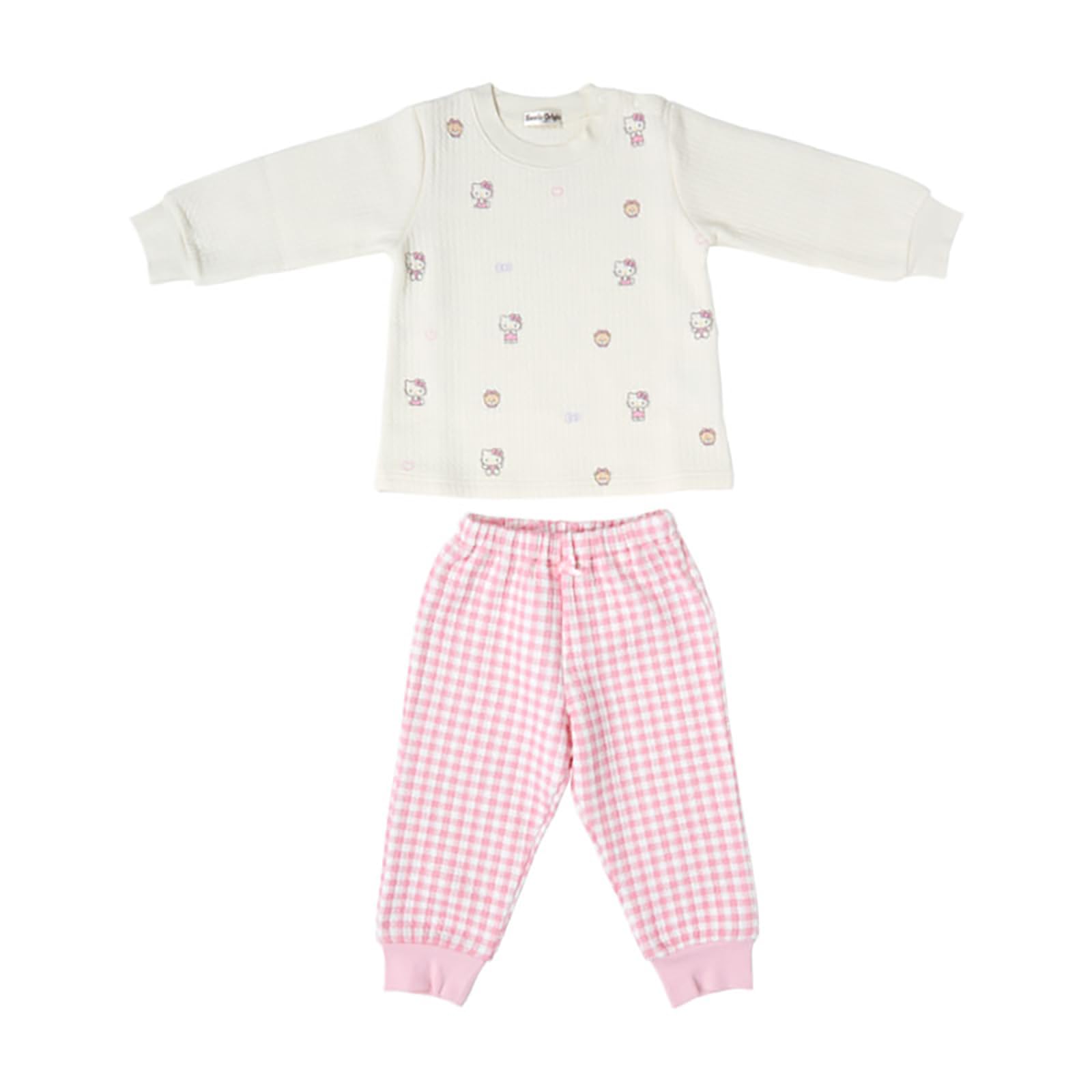 

Sanrio Quilted Hello Long Top and Bottom 237256 Kids Pajamas, Kitty, 90cm, 100% Cotton, Sleeve, Set,