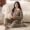Pajamas Women's Winter Three-layer Thickened Padded Set, New Woven Cotton-padded Jacket, Winter Women's Warm Loungewear