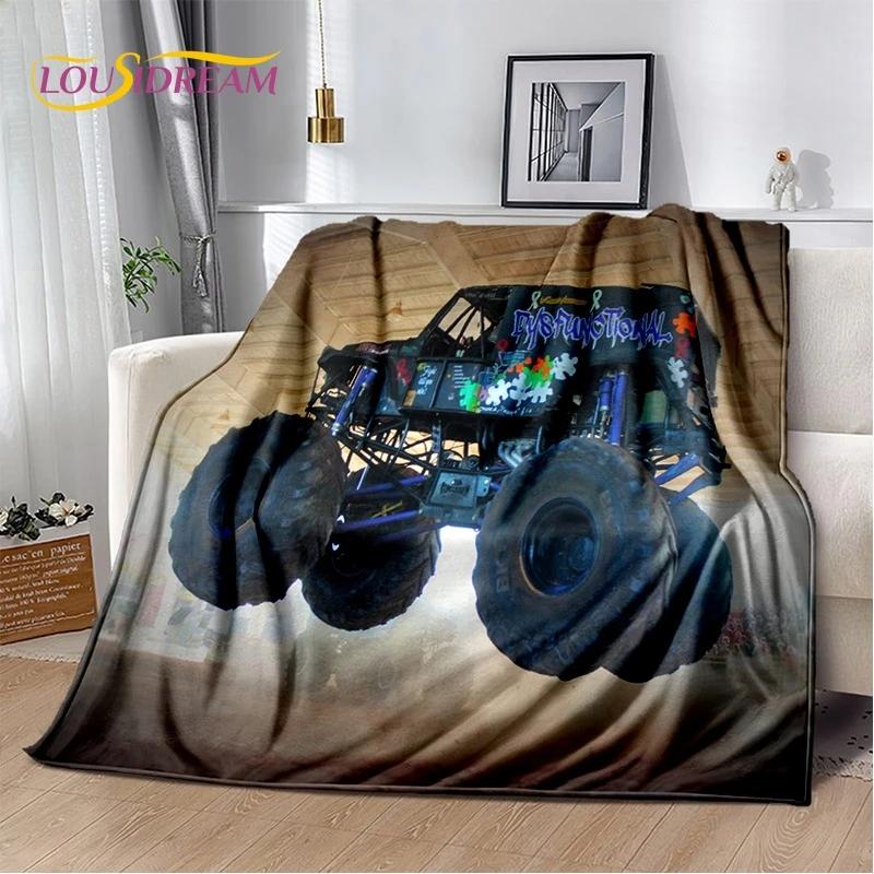 Monster Truck 3D Monster Jam Cartoon Soft Flannel Blanket for Bed Bedroom Sofa Picnic,Throw Blanket for Outdoor Leisure Nap Gift