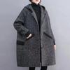 Plus Size Women's Winter Korean Loose Cocoon Coat with Hood Fashionable Thickened Fleece Outerwear Polyester Fiber