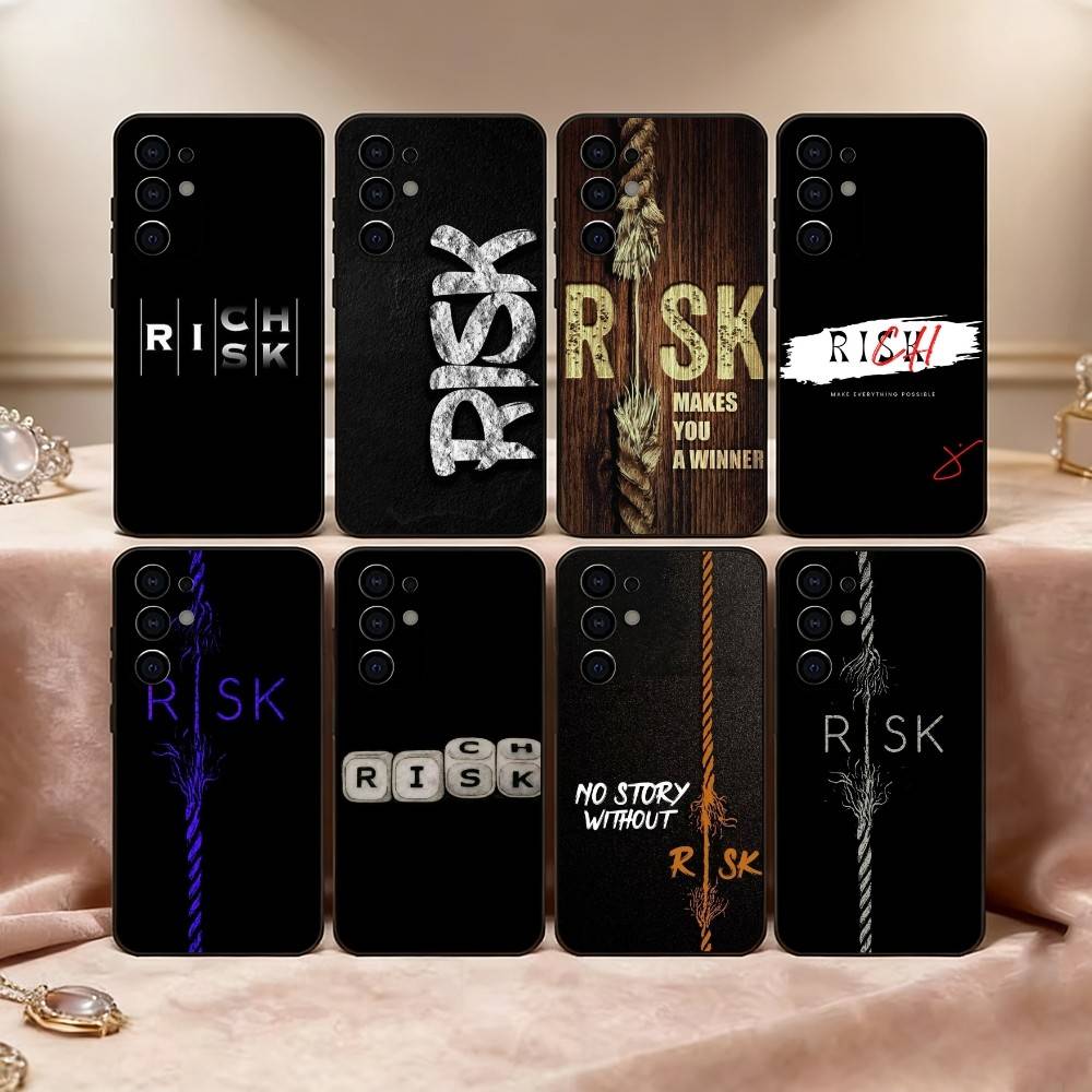 Trading No Risk, No Rich Phone Case For Samsung S25,S24,S21,S22,S23,S30,Ultra,S20,Plus,Fe,Lite,Note,10,Black Cover