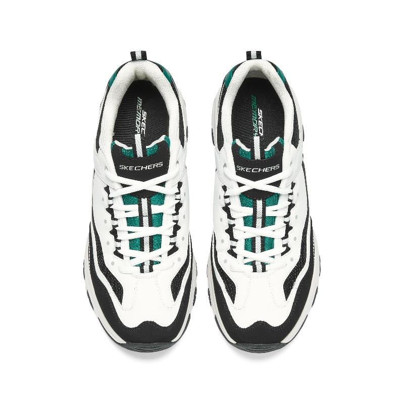 Skechers I-Conik D'Lites Men White Black Low Top Dad Shoes Fabric Faux Leather Lace Up Breathable Supportive 8790091-WBK