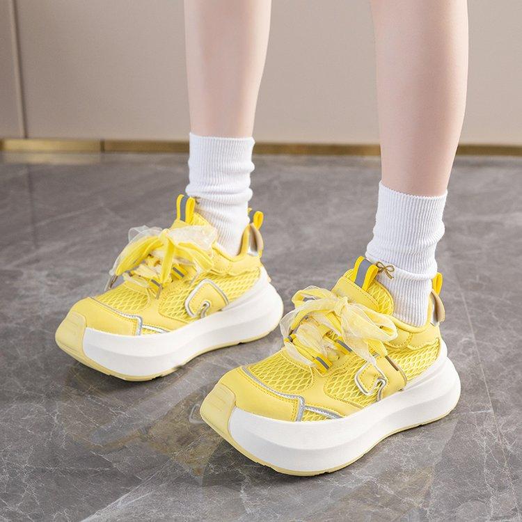 Net shoes 2025 spring new leather platform casual little white shoes women's height-increasing muffin shoes casual sports board shoes women