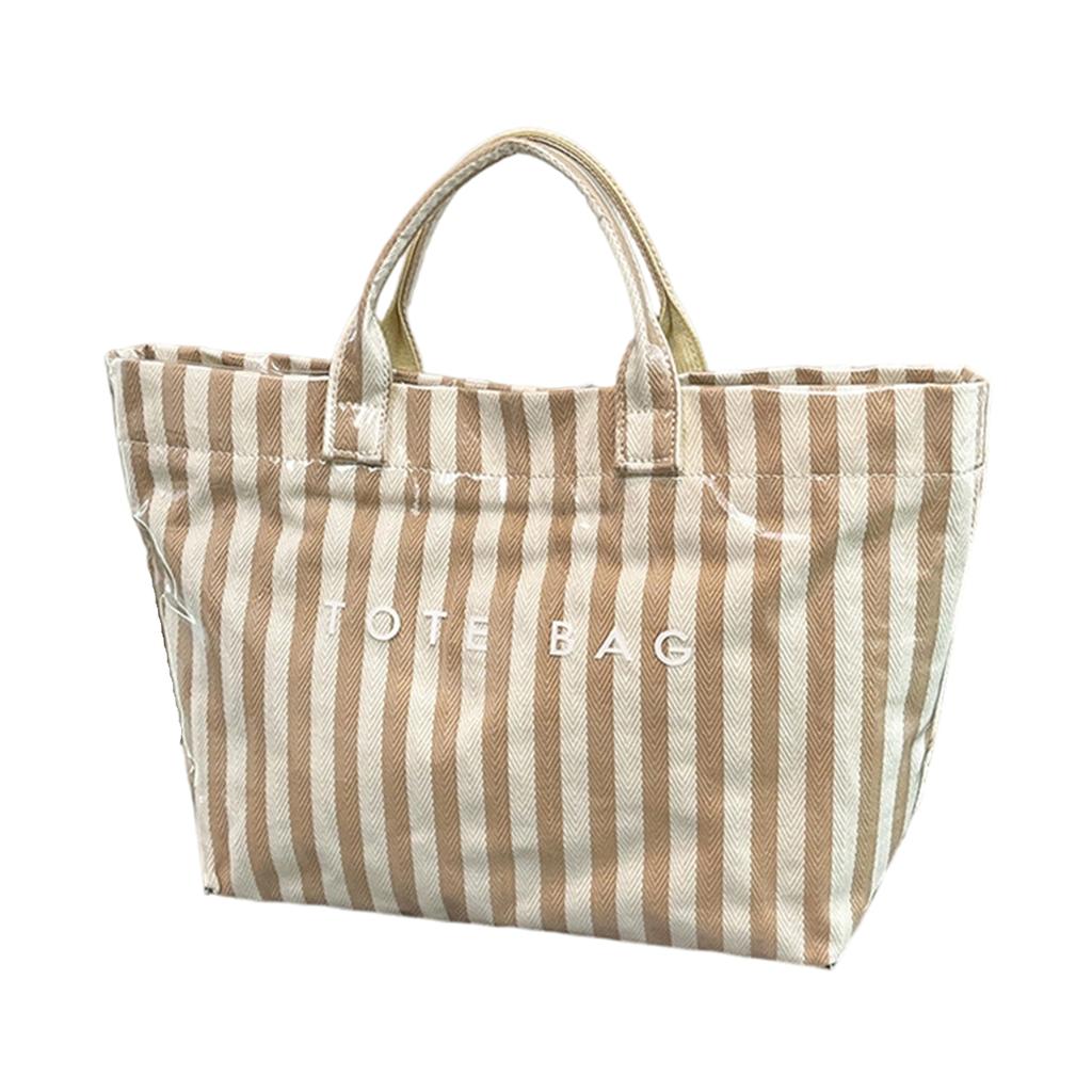 Gestreifte Damen-Tragetasche mit aufgedruckten Buchstaben, große Kapazität