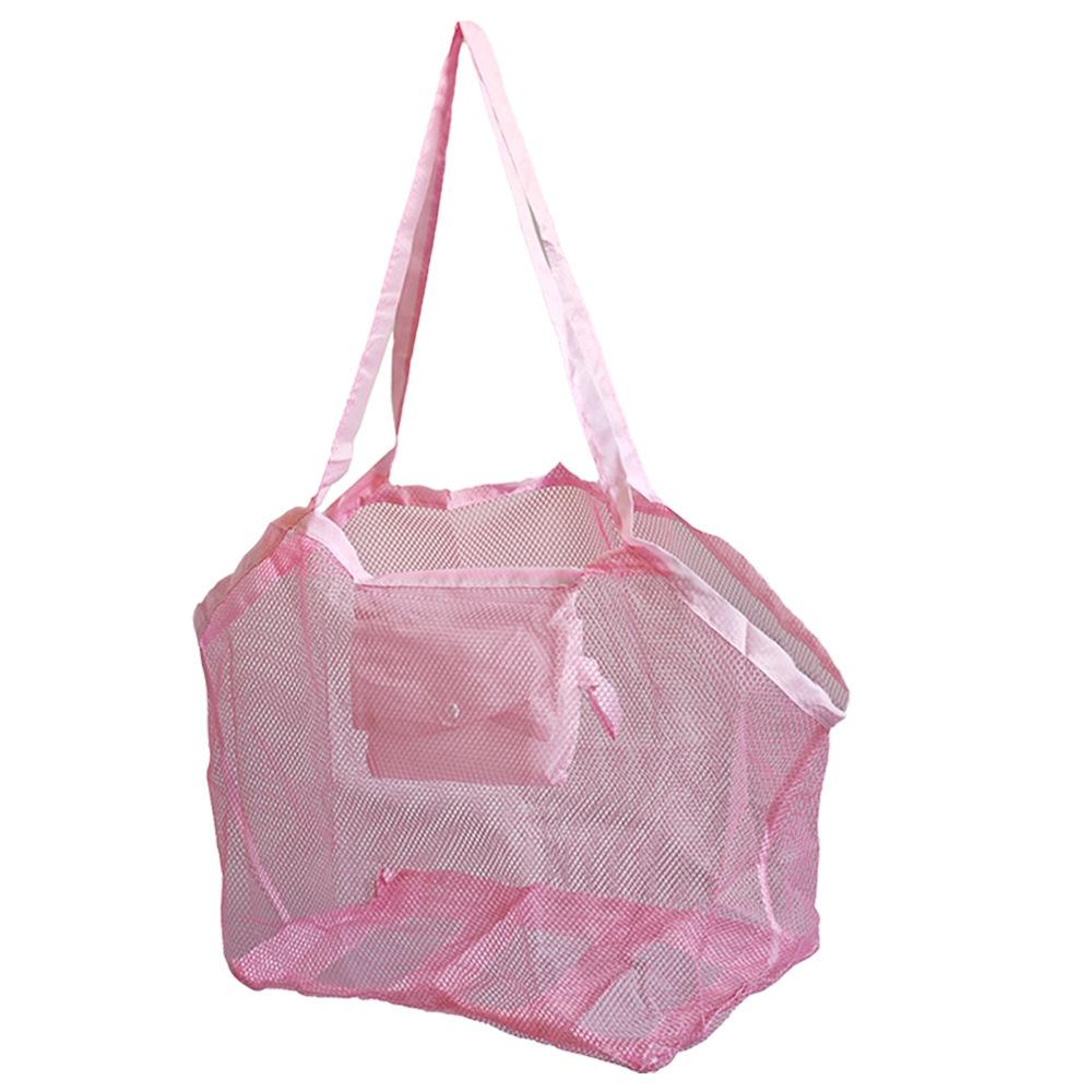 Large-Capacity Mesh Beach Bag Travel Organizer Mesh Toy Storage Bag Foldable Swim Bag
