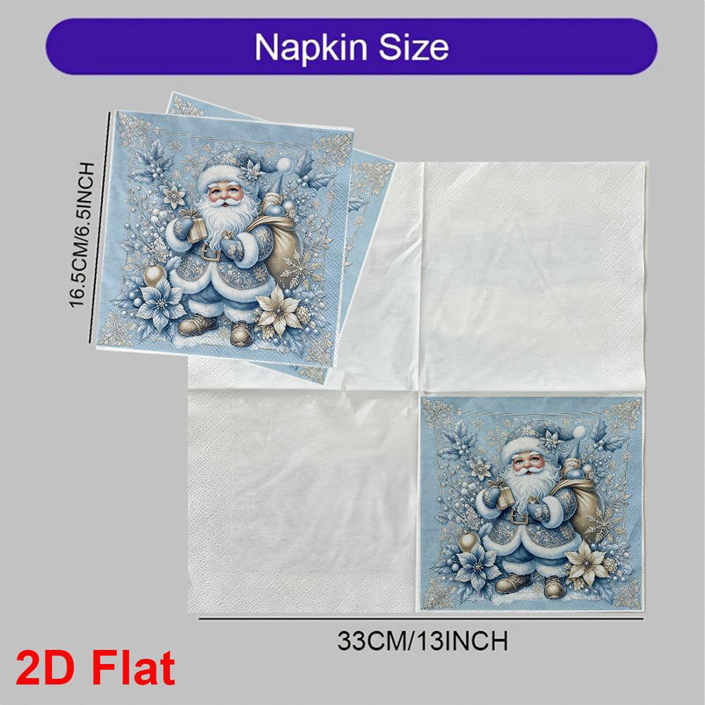 20pcs Disposable Napkins with Santa Claus Pattern Print for Wedding,Parties,and Daily Use for Thanksgiving Fall Christmas Table Decoration