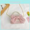 Stylish Cotton Girl Handbag With Artificial Pearl Embellishments For Daily Use