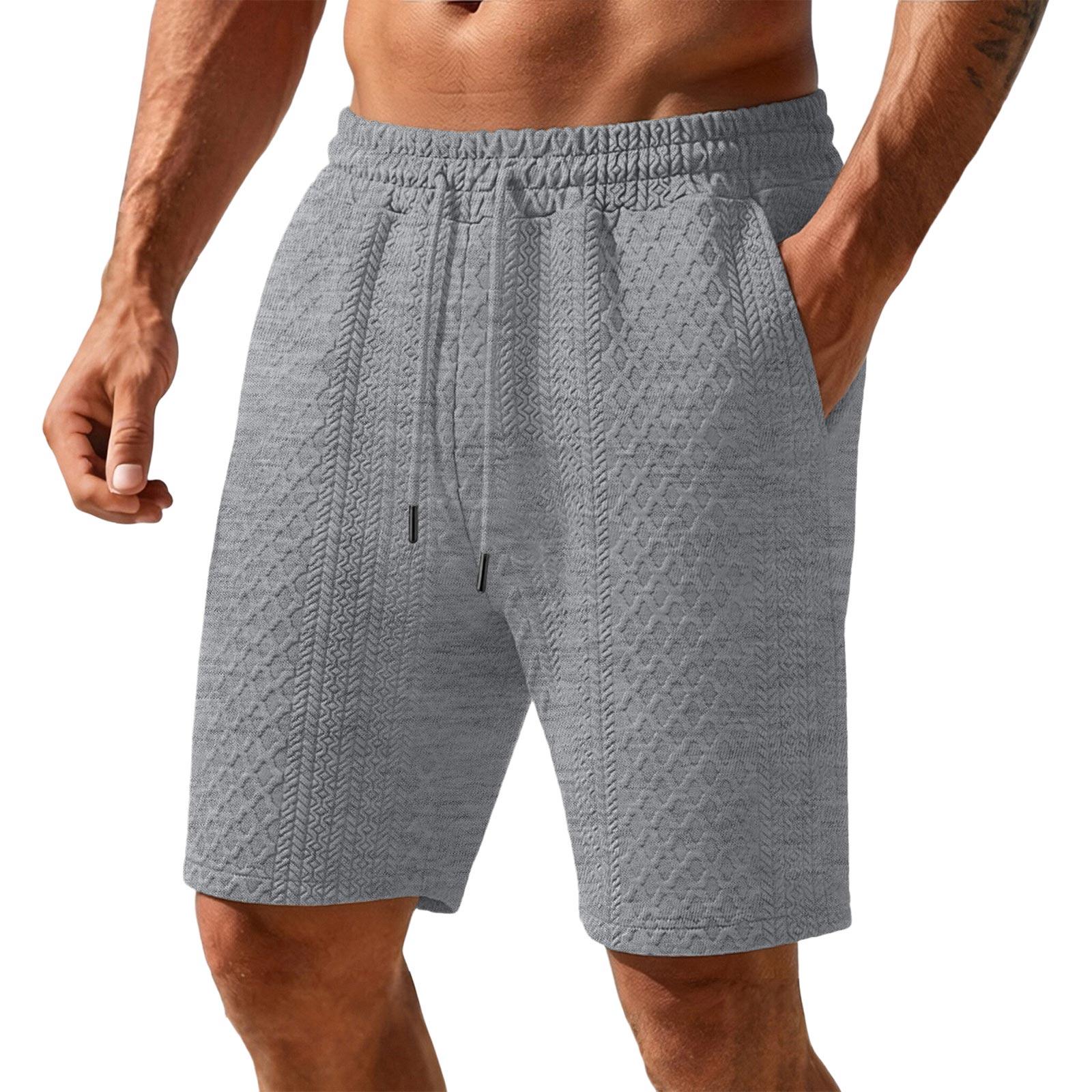 

Men s Summer Loose Fit Casual Sports Straight Leg Jacquard Drawstring Shorts with Elastic Waistband and Side Pockets Suitable for Daily Wear M