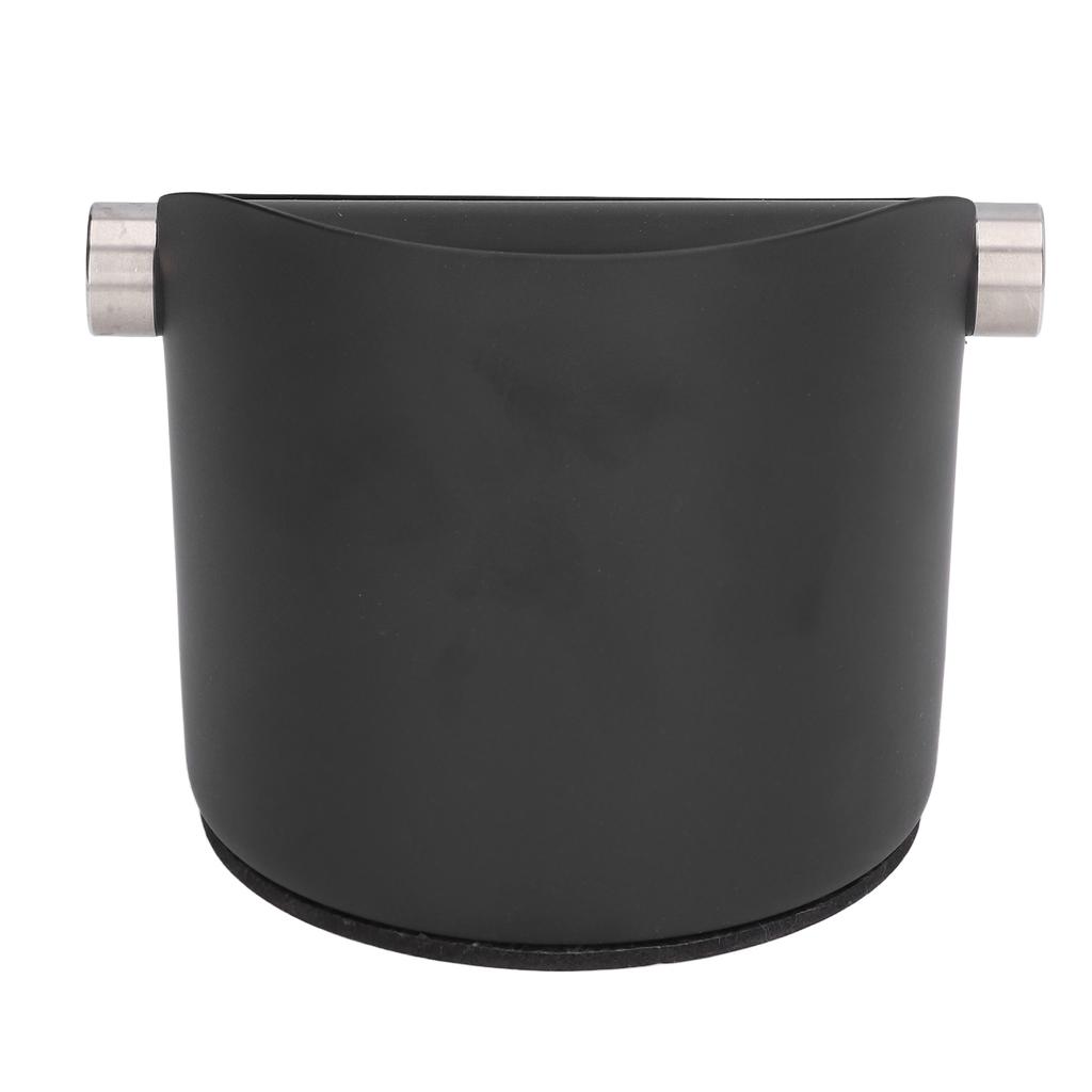 Coffee Grounds Bucket Stainless Steel Rubber Coffee Dump Bin for Home Restaurants BarsBlack Large (FC‑05‑2)