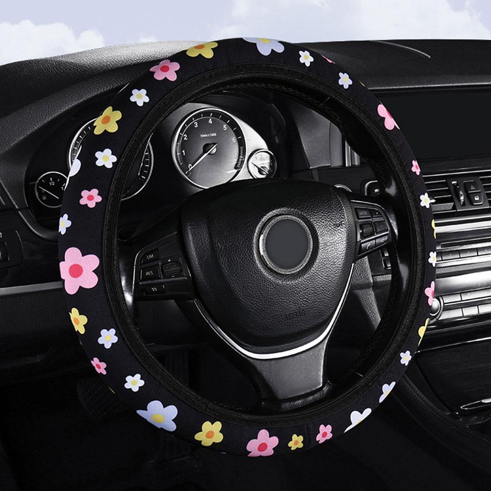 

New Small Fresh Flower Elastic No Inner General Purpose Car Steering Wheel Cover Breathable And Absorbent Handle Cover синий