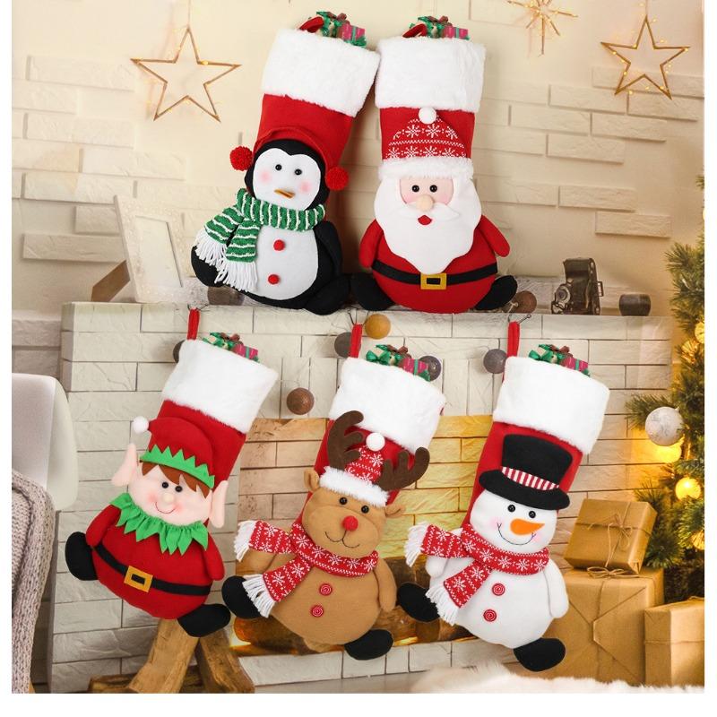 New Christmas stockings, cartoon old man snowman elk Christmas decorations, Christmas pendant gift bags