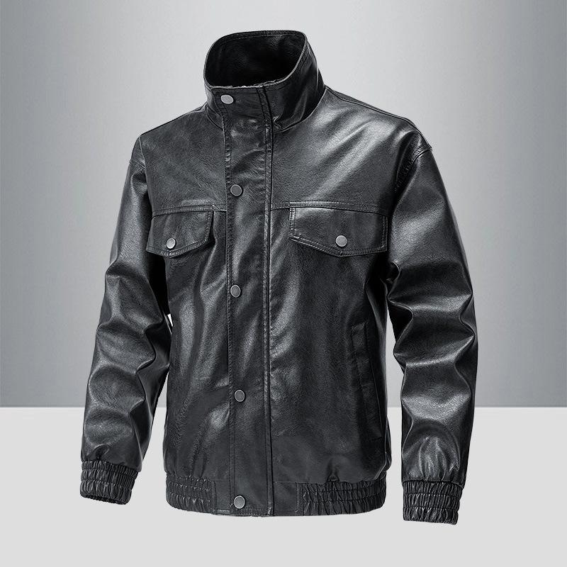 

Мужская куртка из американской искусственной кожи, весна-осень, новая байкерская куртка с воротником-стойкой, универсальная модная тонкая куртка 2XL