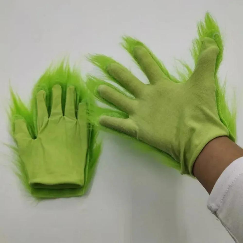 Grüne Pelzhandschuhe Monster Tier Teufel Dämon Weihnachtskostüm Herren Damen Erwachsener Weihnachtsmann Gruselig Halloween Joker Für Kind Kind Junge Mädchen