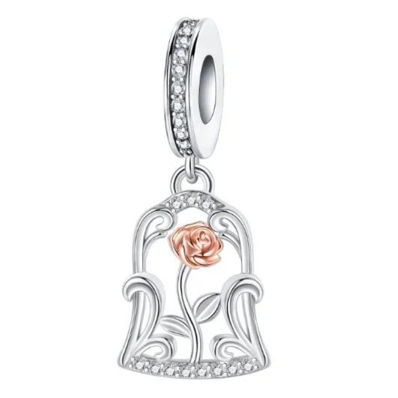 Copper Colorful Flower Charm Roses Tulip Daisies Bead Pendant Fit Original Necklace Bracelet Women Jewelry Diy Gift
